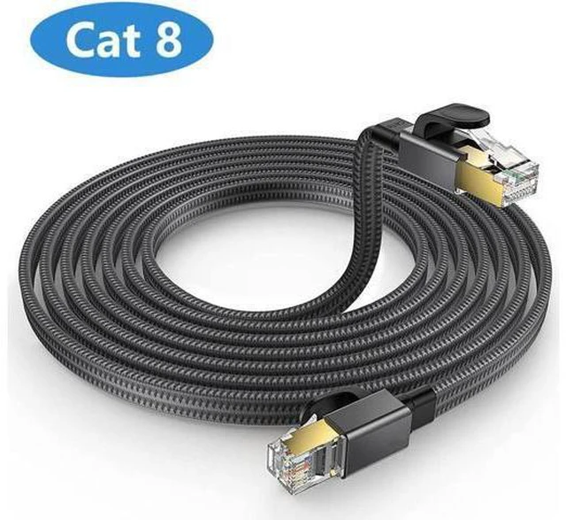 Main image of WRIARICH Cat 8 Ethernet Cable , 26AWG Flat Braided High Speed Network LAN Cable 40gbps 2000mhz, Heavy Duty Shielded Ethernet Cord with Gold Plated RJ45 Connectors for Router Modem Gaming PS5/4 50 ft.