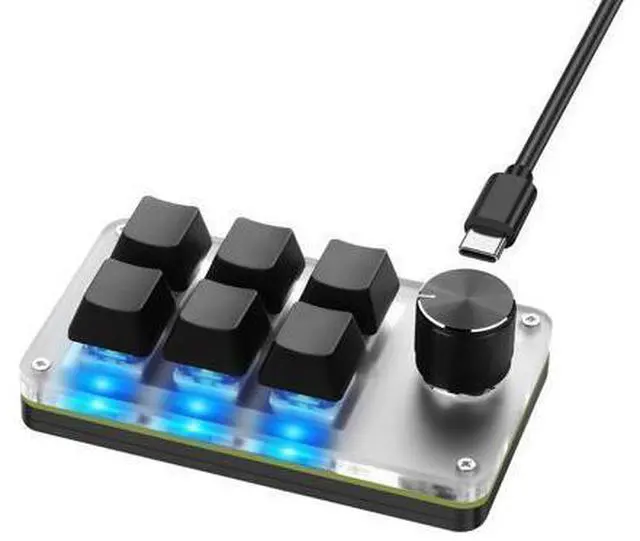 Main image of WRIARICH SinLoon Mini Macro Programmable Keyboard USB Mini 6 Key 1 Knob Mechanical OSU Gaming Keyboard RGB DIY Multi-Function Keyboard Compatible with Mac OS, Windows (Black)