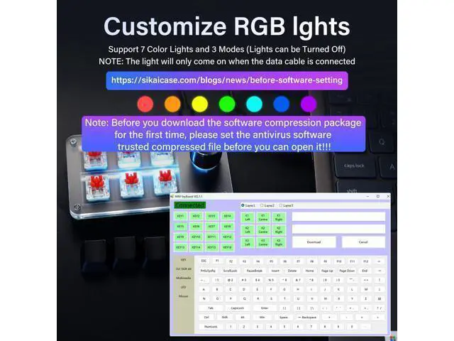 Alt view image 2 of 5 - WRIARICH SinLoon Mini Macro Programmable Keyboard USB Mini 6 Key 1 Knob Mechanical OSU Gaming Keyboard RGB DIY Multi-Function Keyboard Compatible with Mac OS, Windows (Black)