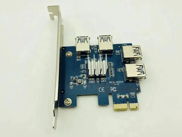 Alt view image 2 of 5 - WRIARICH Riser Card PCIE 1 to 4 Multiplier Hub Adapter PCI Express 1x to 16x Slot 4 USB 3.0 Riser For Bitcoin BTC Miner Mining Device