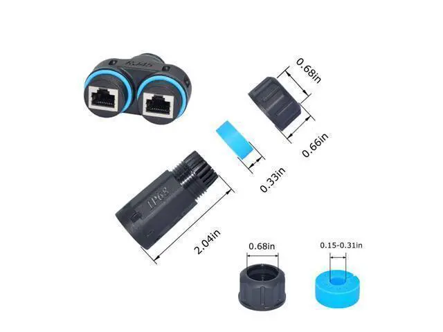 Alt view image 3 of 7 - WRIARICH IP68 Waterproof RJ45 Coupler Splitter, Waterproof Ethernet Coupler 1 in 2 Out Splitter IP68 Ethernet Outdoor LAN Cable Connector for Cat5/Cat5e/Cat6/Cat7/Cat8 Ethernet Cable (1 Pair Female)
