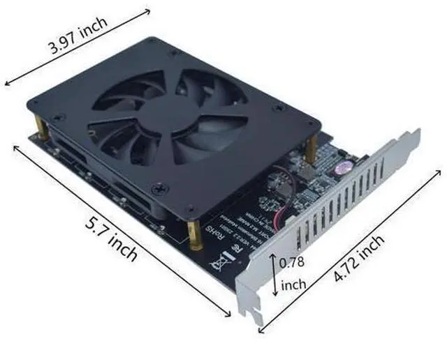 Alt view image 3 of 7 - WRIARICH M.2 PCIe Adapter x16 Gen4 for 4 Ports M2 SSDs, PCIe M.2 Expansion Card for 4 M.2 2280 2260 2242 2230 NVMe SSDs M Key with Advanced Cooling Ultra Quiet DC Brushless Fan