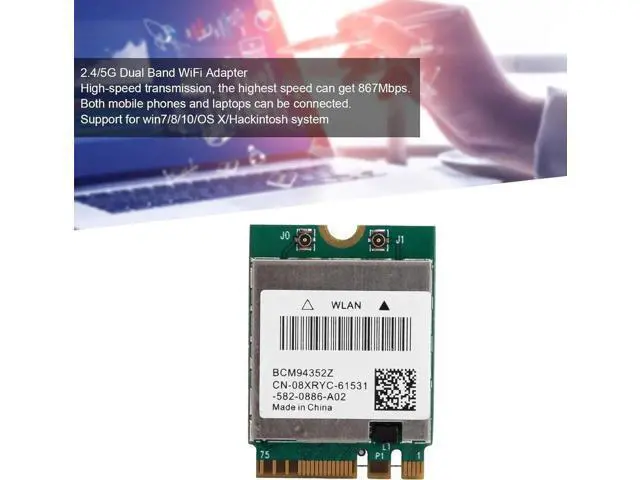 Alt view image 5 of 7 - WRIARICH BCM94352Z Dual Band NGFF M.2 Wireless Network Card,4.0, 802.11ac WiFi Adapter (2 Built-in Antennas)