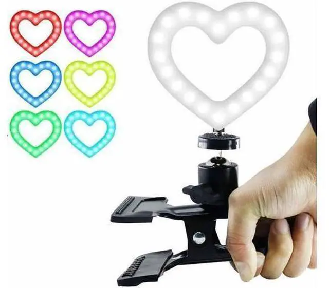 Main image of WRIARICH 6 Inch RGB Heart-shaped LED Ring Light Dimmable Fill Light for Computer Laptop