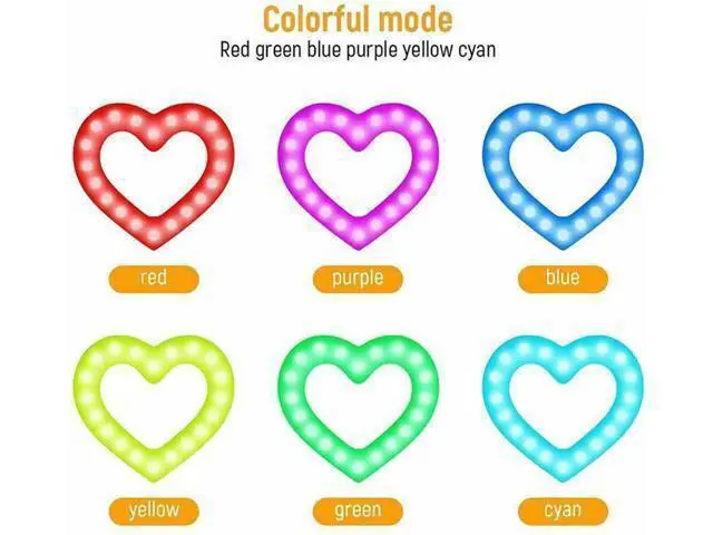 Alt view image 2 of 4 - WRIARICH 6 Inch RGB Heart-shaped LED Ring Light Dimmable Fill Light for Computer Laptop