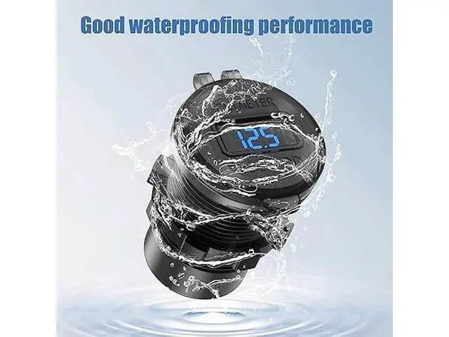 Alt view image 6 of 7 - 12V USB Car Socket Round USB C 12V Outlet, 3-Port Marine USB Fast Charger Waterproof Cigarette Outlet USB Replacement Aluminum with Switch & Voltmeter, Suitable for Boat Golf Cart RV Motorcycle Truck
