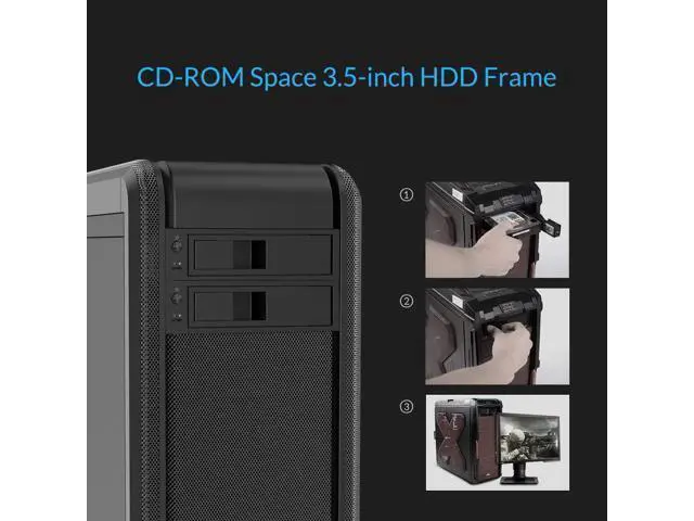 Alt view image 2 of 7 - WRIARICH 5.25 Trayless Hot Swap Mobile Rack CD-ROM 3.5 inch Internal SATA Hard Drive SSD Adapter-1106SS