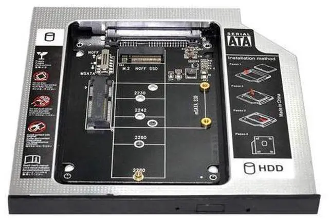 Main image of WRIARICH MSATA NGFF B/M-Key SSD to Slimline SATA 13Pin Caddy Case for 9.5mm Universal Laptop CD/DVD-ROM Optical Bay