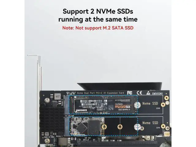 Alt view image 2 of 7 - WRIARICH ELUTENG Dual M.2 NVMe to PCIe Adapter with Heat Sink - M-Key B&M Key 2230/2242/2260/2280 SSD NVMe PCIe Card - Low Profile Bracket - Supports PCI-Express X1/X4/X8/X16 Slots