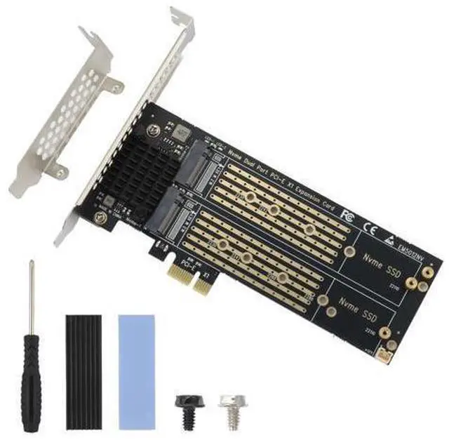Main image of WRIARICH ELUTENG Dual M.2 NVMe to PCIe Adapter with Heat Sink - M-Key B&M Key 2230/2242/2260/2280 SSD NVMe PCIe Card - Low Profile Bracket - Supports PCI-Express X1/X4/X8/X16 Slots