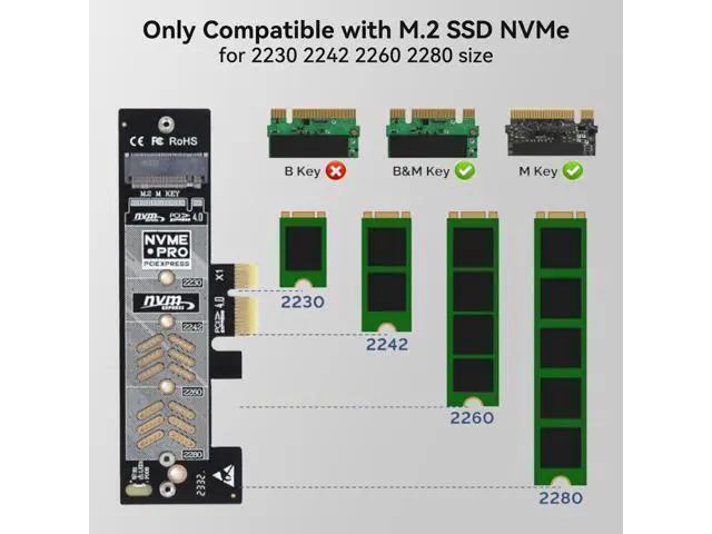 Alt view image 3 of 7 - WRIARICH ELUTENG Dual M.2 NVMe to PCIe Adapter with Heat Sink - M-Key B&M Key 2230/2242/2260/2280 SSD NVMe PCIe Card - Low Profile Bracket - Supports PCI-Express X1/X4/X8/X16 Slots