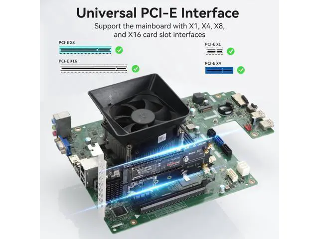 Alt view image 4 of 7 - WRIARICH ELUTENG Dual M.2 NVMe to PCIe Adapter with Heat Sink - M-Key B&M Key 2230/2242/2260/2280 SSD NVMe PCIe Card - Low Profile Bracket - Supports PCI-Express X1/X4/X8/X16 Slots