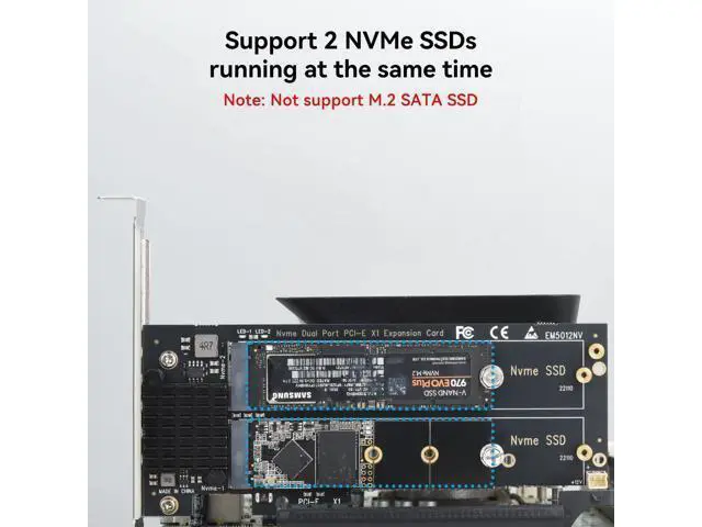 Alt view image 7 of 7 - WRIARICH ELUTENG Dual M.2 NVMe to PCIe Adapter with Heat Sink - M-Key B&M Key 2230/2242/2260/2280 SSD NVMe PCIe Card - Low Profile Bracket - Supports PCI-Express X1/X4/X8/X16 Slots