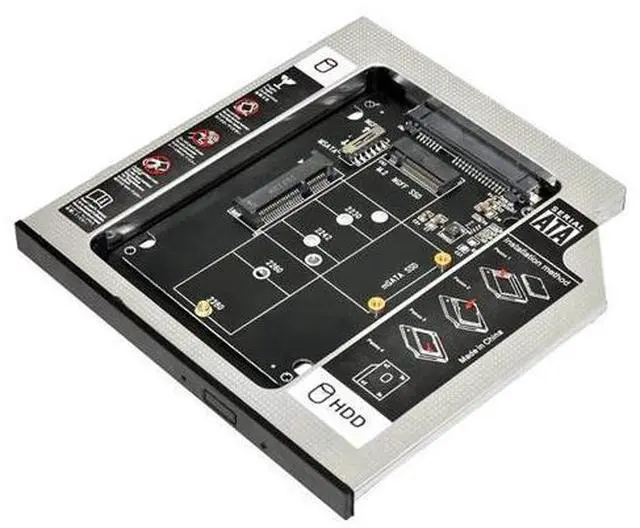 Main image of WRIARICH MSATA NGFF B/M-Key SSD to Slimline SATA 13Pin Caddy Case for 9.5mm Universal Laptop CD/DVD-ROM Bay