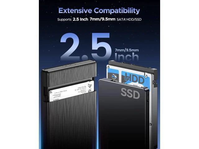 Alt view image 4 of 7 - WRIARICH 2.5 Hard Drive Enclosure for 2.5" SATA HDD/SSD 2189U3 and Hard Drive Case Storage Bag PHD-25-GY