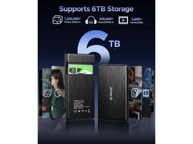 Alt view image 5 of 7 - WRIARICH 2.5 Hard Drive Enclosure for 2.5" SATA HDD/SSD 2189U3 and Hard Drive Case Storage Bag PHD-25-GY