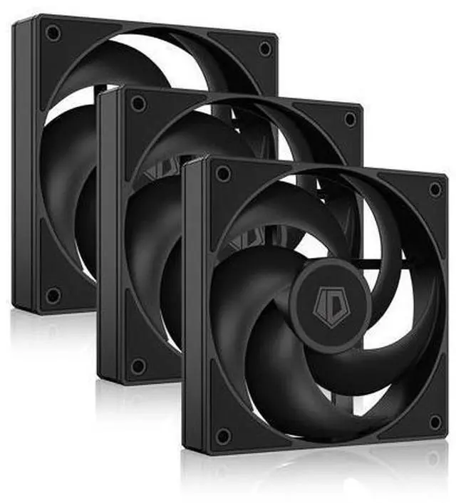 Main image of ID-COOLING AS-120-K Trio 120mm Black Computer Case Fans 3 Pack High Performance Cooling Fans Low Noise 27.2 dB(A), Fan Speeds from 300 RPM - 2,000 RPM, 58 CFM, Hydraulic Bearing Quiet Long lifespan