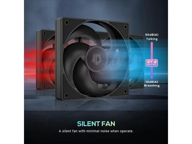 Alt view image 7 of 7 - ID-COOLING AS-120-K Trio 120mm Black Computer Case Fans 3 Pack High Performance Cooling Fans Low Noise 27.2 dB(A), Fan Speeds from 300 RPM - 2,000 RPM, 58 CFM, Hydraulic Bearing Quiet Long lifespan