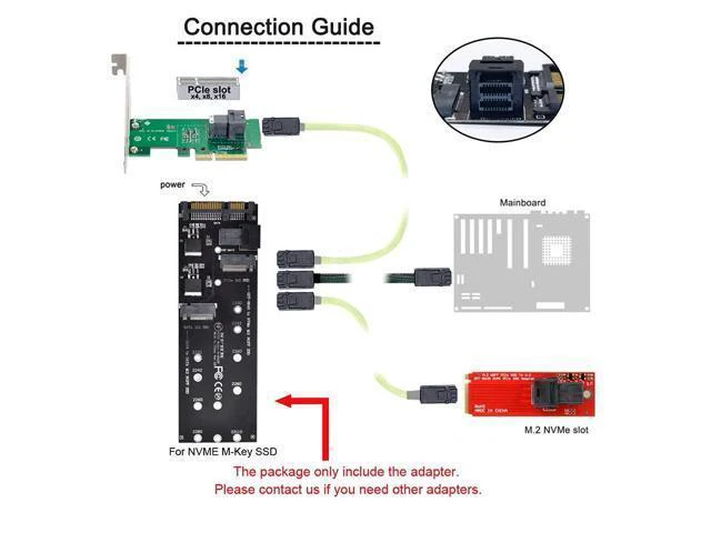 Alt view image 4 of 7 - WRIARICH SFF-8643 to U2 Kit NGFF M-Key to HD Mini SAS NVME PCIe SSD SATA Adapter for Motherboard