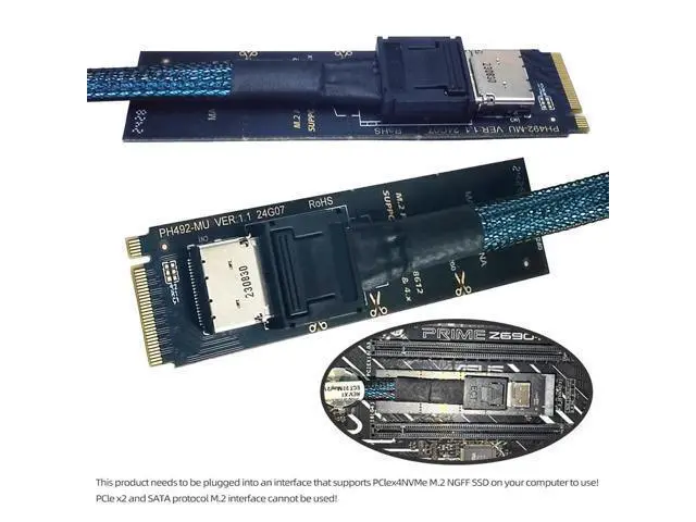 Alt view image 5 of 7 - WRIARICH 2280 PCI-E4.0 M.2 M-Key to Oculink SFF-8612 SFF-8611 Vertical Host Adapter for NVME U.2 SSD eGPU