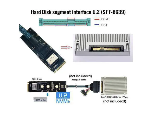 Alt view image 6 of 7 - WRIARICH 2280 PCI-E4.0 M.2 M-Key to Oculink SFF-8612 SFF-8611 Vertical Host Adapter for NVME U.2 SSD eGPU