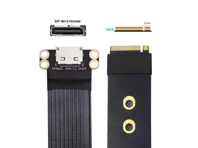 Alt view image 2 of 7 - WRIARICH 2280 NGFF PCI-E4.0 M.2 M-Key to Oculink SFF-8612 SFF-8611 Host Cable 15cm for NVME U.2 SSD Egpu