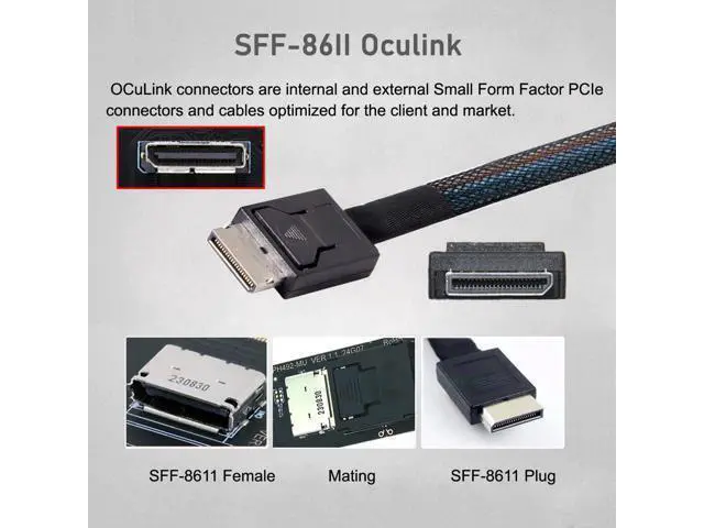 Alt view image 4 of 7 - WRIARICH 2280 NGFF PCI-E4.0 M.2 M-Key to Oculink SFF-8612 SFF-8611 Host Cable 15cm for NVME U.2 SSD Egpu