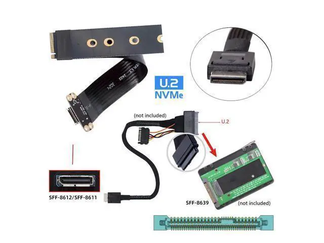 Alt view image 5 of 7 - WRIARICH 2280 NGFF PCI-E4.0 M.2 M-Key to Oculink SFF-8612 SFF-8611 Host Cable 15cm for NVME U.2 SSD Egpu