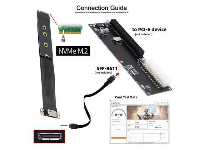 Alt view image 6 of 7 - WRIARICH 2280 NGFF PCI-E4.0 M.2 M-Key to Oculink SFF-8612 SFF-8611 Host Cable 15cm for NVME U.2 SSD Egpu