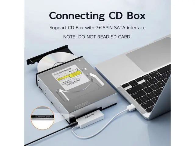 Alt view image 3 of 7 - WRIARICH External Hard Drive Enclosure for 3.5 2.5 Inch SATA SSD HDD, 6Gbps USB 3.0 to SATA Drive Adapter Case Cable, with SD Card Storage + CD Box Reader, 24TB Capacity(White)