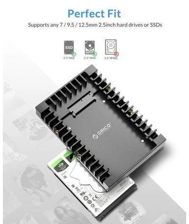 Alt view image 5 of 7 - WRIARICH 2.5 inch External Hard Drive Enclosure + 2.5 SSD SATA to 3.5 Hard Drive Adapter Internal Drive Bay Converter Mounting Bracket