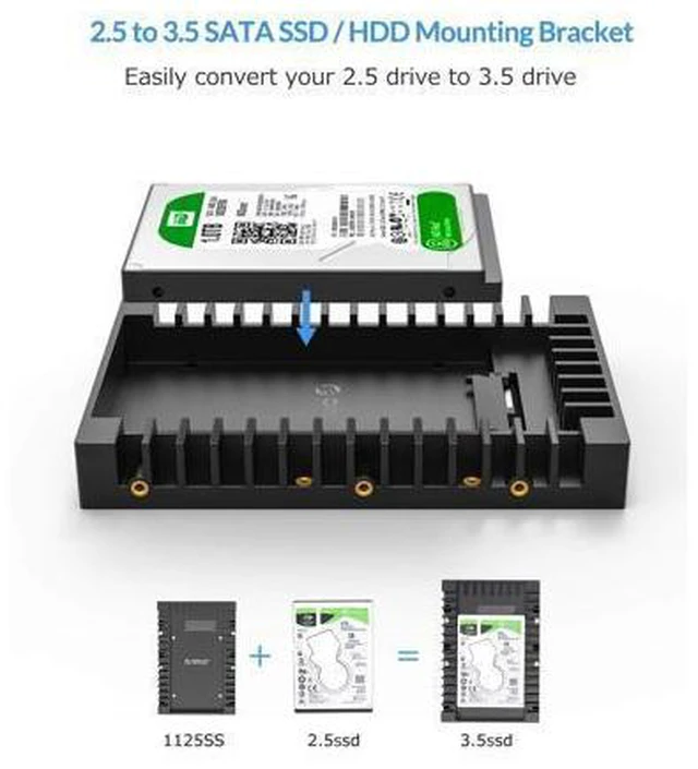 Alt view image 7 of 7 - WRIARICH 2.5 inch External Hard Drive Enclosure + 2.5 SSD SATA to 3.5 Hard Drive Adapter Internal Drive Bay Converter Mounting Bracket