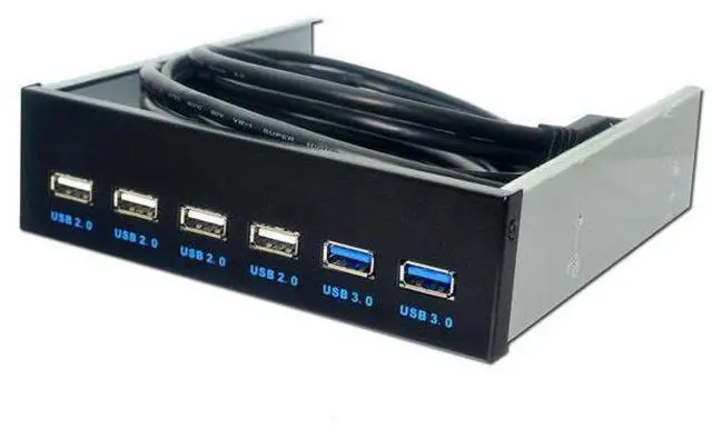 Main image of WRIARICH 6 Port UB 3.0 + UB2.0 5.25 Inch Floppy Bay Front Panel With Power Adapter UB 3.0 Hub pilitter 2Port ub3.0 4Port ub2.0