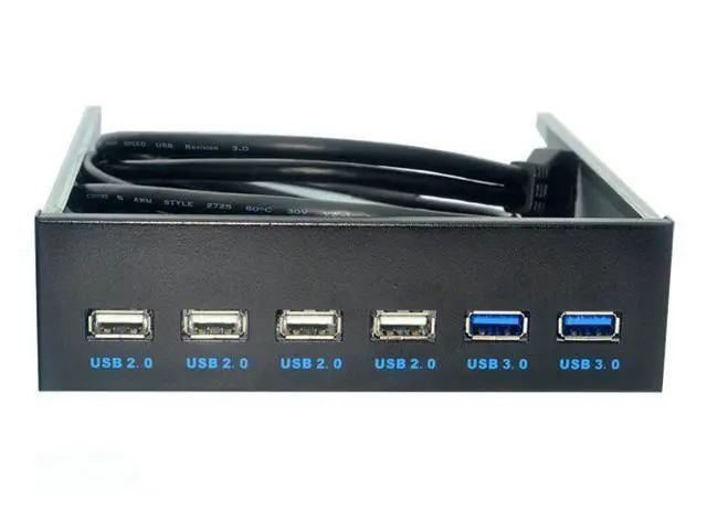 Alt view image 4 of 4 - WRIARICH 6 Port UB 3.0 + UB2.0 5.25 Inch Floppy Bay Front Panel With Power Adapter UB 3.0 Hub pilitter 2Port ub3.0 4Port ub2.0