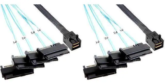 Main image of WRIARICH ADCAUDX Mini-SAS to SAS-Cable: 0.5M SFF-8643 to SAS SFF-8643 to SFF-8482 Connector 4X SFF-8482 with SATA Power Adapter Cable (1.6FT) (Pack of 2)
