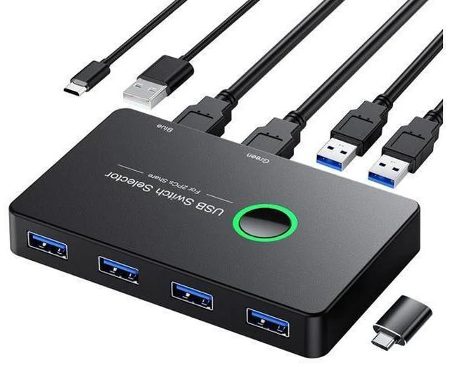 Main image of WRIARICH USB 3.0 Switch, USB Switcher 2 Computers Share 4 USB for PC Mouse Keyboard Printer Scanner, USB KVM Switch Selector Compatible with Windows, Mac, Linux