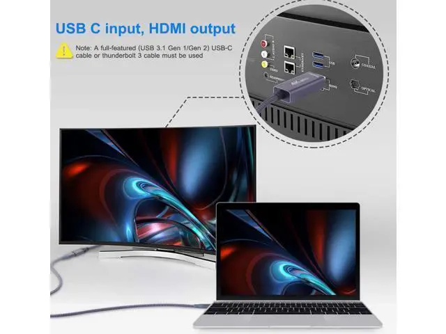 Alt view image 3 of 7 - WRIARICH USB-C Female to HDMI Male Cable Adapter,USB Type C 3.1 Input to HDMI Ouput Converter,4K 60Hz USBC Thunderbolt 3 Adapter for New MacBook Pro,Mac Air,Chromebook Pixel and More