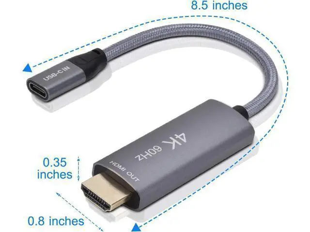 Alt view image 7 of 7 - WRIARICH USB-C Female to HDMI Male Cable Adapter,USB Type C 3.1 Input to HDMI Ouput Converter,4K 60Hz USBC Thunderbolt 3 Adapter for New MacBook Pro,Mac Air,Chromebook Pixel and More