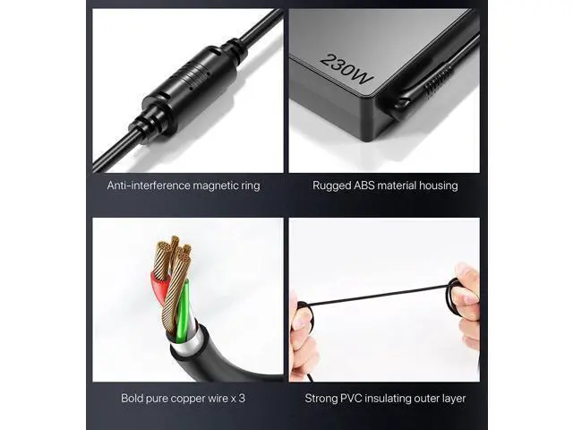 Alt view image 5 of 7 - WRIARICH 230W Power Supply Fit for Lenovo Legion 5 Charger ADL230SCC3A ADL230SDC3A P73 P71 P15 T15g P17 Thinkpad Mobile Workstation Slim 230W AC Adapter Slim-Tip