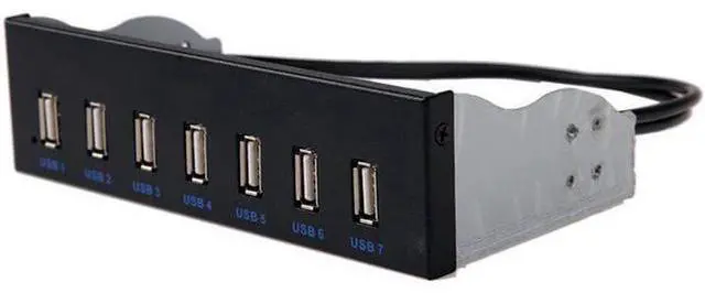 Main image of WRIARICH 7 Port USB 2.0 5.25" Internal CD-ROM Bay Front Panel USB Hub,7 x USB 2.0 Type A Female to Motherboard USB 10 pin Hub Splitter Adapter w/ 5.25 inch Metal Bracket
