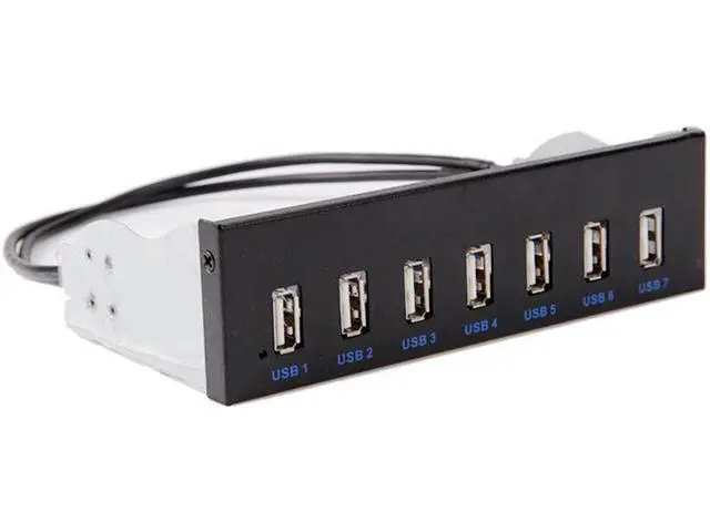 Alt view image 2 of 3 - WRIARICH 7 Port USB 2.0 5.25" Internal CD-ROM Bay Front Panel USB Hub,7 x USB 2.0 Type A Female to Motherboard USB 10 pin Hub Splitter Adapter w/ 5.25 inch Metal Bracket