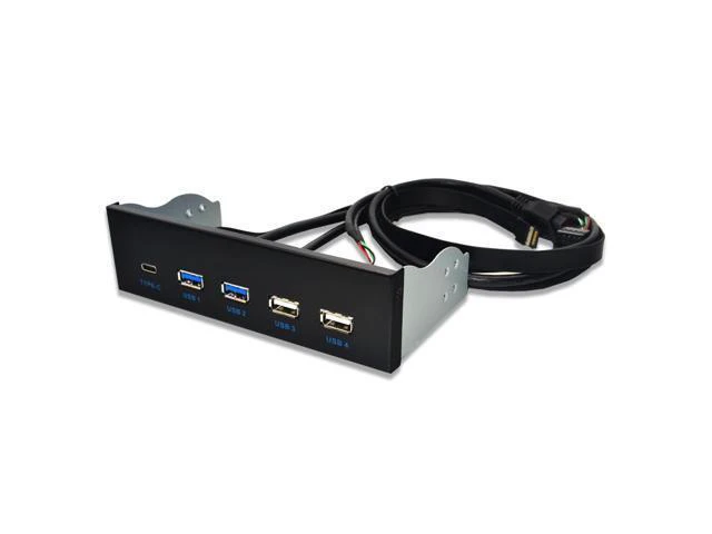 Alt view image 6 of 6 - WRIARICH 5.25 Inch USB 3.1 GEN2 Front Panel USB Hub 2 Ports USB 3.0 + 2 Ports USB2.0 + 1 Port TYPE-C with TYPE-E Connector for Desktop PC