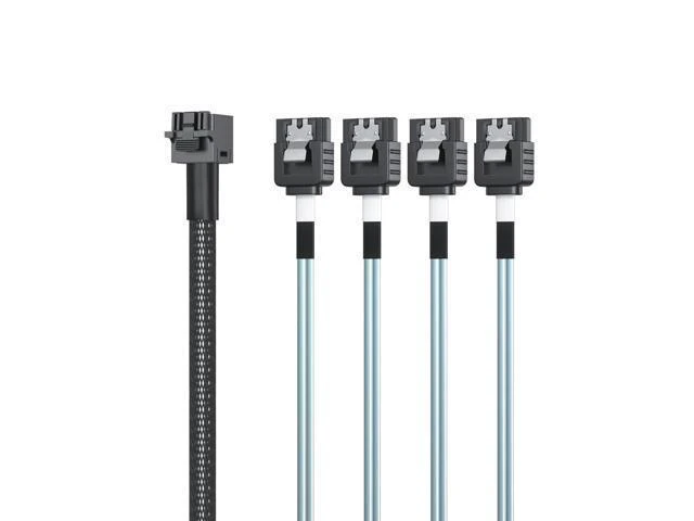 Alt view image 4 of 4 - WRIARICH MiniSAS HD SFF-8643 Breakout to 4xSATA Cable, for Server JBOD/Storage Tray & SAS RAID Controller Compatibility, 0.5m(1.6ft), 4-Pack