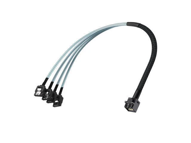 Alt view image 3 of 4 - WRIARICH MiniSAS HD SFF-8643 Breakout to 4xSATA Cable, for Server JBOD/Storage Tray & SAS RAID Controller Compatibility, 0.5m(1.6ft), 4-Pack