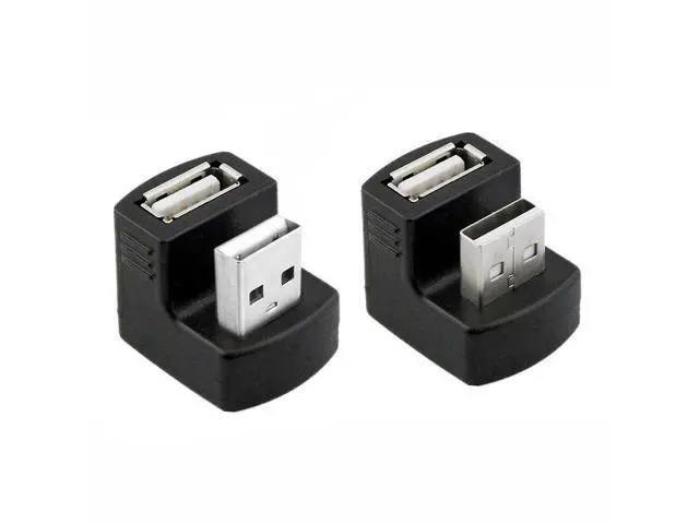 Alt view image 2 of 3 - WRIARICH 1 Set Up & Down Angled USB 2.0 Adapter A Male to Female Extension 180 Degree Black