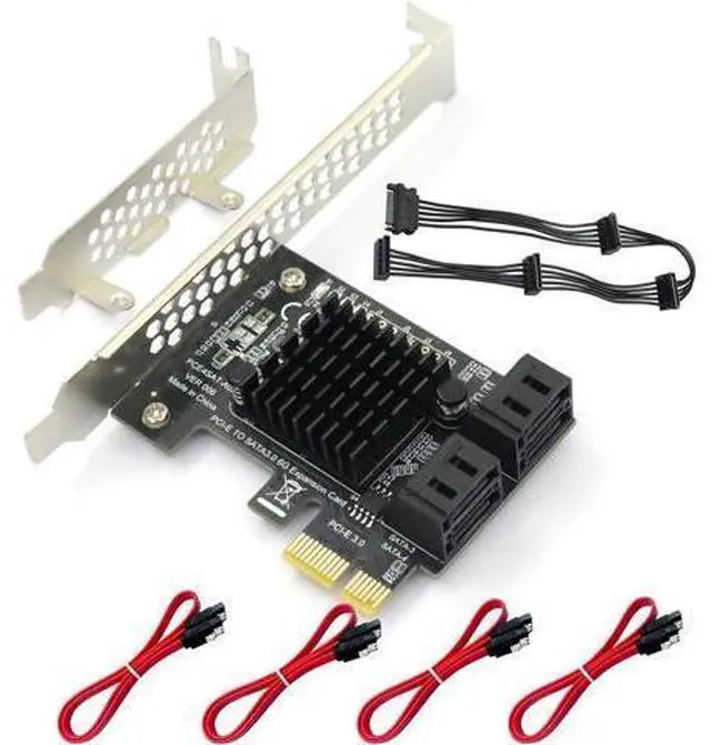 Main image of WRIARICH 4-Port PCIe SATA III 6Gbps Expansion Card, PCIe x1 to 4 Port SATA 3.0 Controller Card - ASM1064 Chip, with Low Profile Bracket for Windows Linux Mac