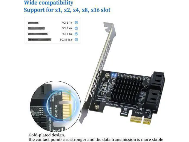 Alt view image 3 of 7 - WRIARICH 4-Port PCIe SATA III 6Gbps Expansion Card, PCIe x1 to 4 Port SATA 3.0 Controller Card - ASM1064 Chip, with Low Profile Bracket for Windows Linux Mac