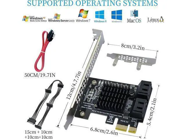Alt view image 6 of 7 - WRIARICH 4-Port PCIe SATA III 6Gbps Expansion Card, PCIe x1 to 4 Port SATA 3.0 Controller Card - ASM1064 Chip, with Low Profile Bracket for Windows Linux Mac