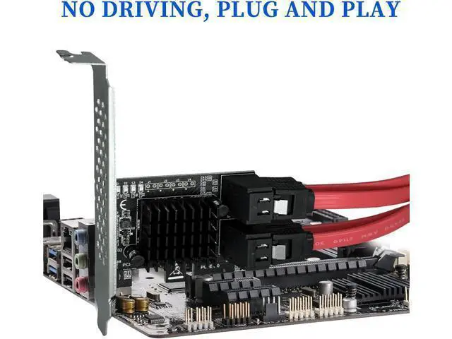 Alt view image 7 of 7 - WRIARICH 4-Port PCIe SATA III 6Gbps Expansion Card, PCIe x1 to 4 Port SATA 3.0 Controller Card - ASM1064 Chip, with Low Profile Bracket for Windows Linux Mac