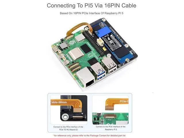 Alt view image 3 of 7 - WRIARICH PCIe to M.2 Adapter Board (C) for Raspberry Pi 5,Support M.2 NVMe SSD 2230 2242 2260 2280,Supports Gen2 and Gen3 Modes
